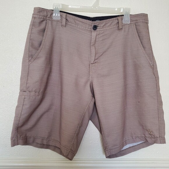Da Hui Mens 35 Brown Hybrid Collection Shorts Swim Trunks Pockets Casual - Picture 1 of 16